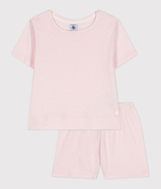 Pigiama corto in cotone bambina rosa FLEUR