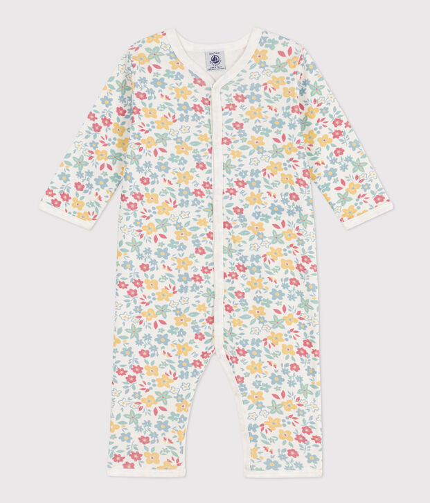 Tutina pigiama senza piedi in cotone stampato bianco/multicolore