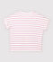 T-shirt in cotone/lino a righe Donna bianco MARSHMALLOW/rosa BOHEME
