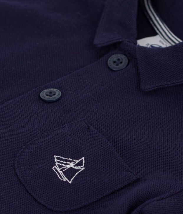 Tutina corta con colletto a polo in cotone tinta unita neonato SOIR