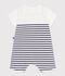 Tutina corta in cotone a righe con collo alla marinara neonato blu/blu