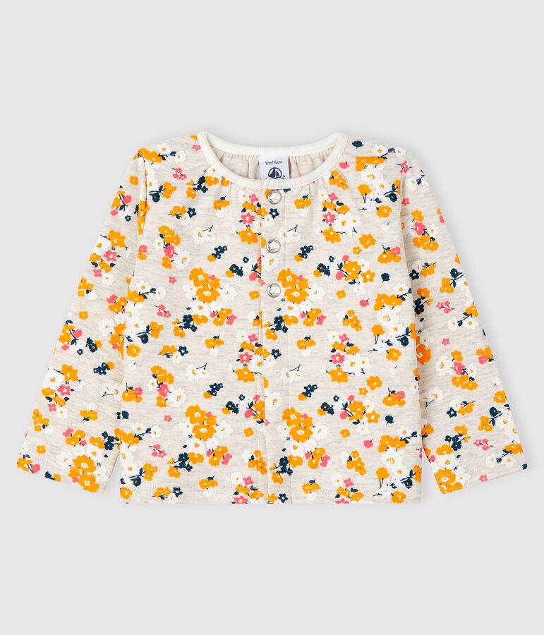 Cardigan beb&egrave; femmina in tubique beige MONTELIMAR/bianco MULTICO