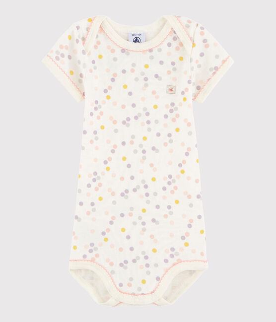 Body manica corta bebè femmina rosa CHARME/bianco MARSHMALLOW