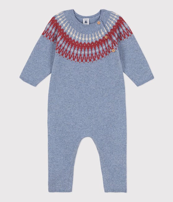 Tutina lunga bebè jacquard in maglia tricot di lana e cotone ROVER/ MULTICO