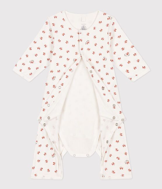 Bodyjama senza piedi neonato a costine bianco MARSHMALLOW/bianco MULTICO