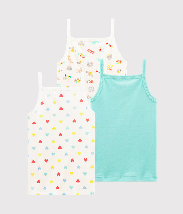 Trio canottiere con spalline bambina multicolore