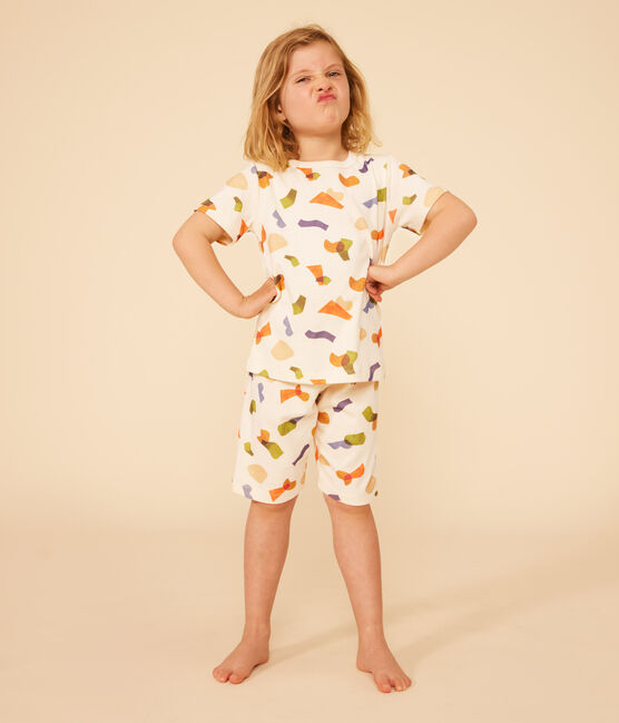 Pigiama short fantasia in cotone bambino bianco AVALANCHE/ MULTICO