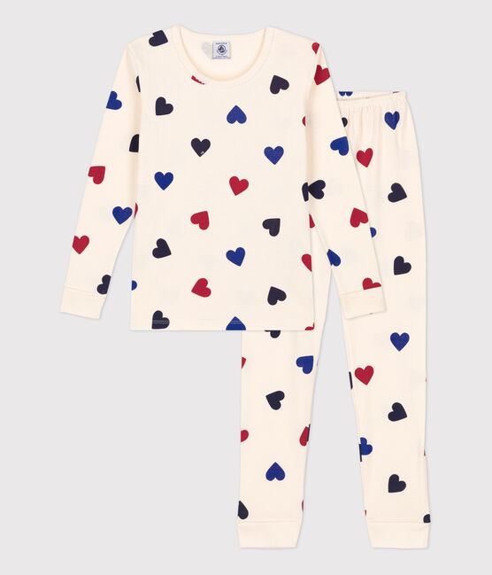 Pigiama snugfit cuore bambina cotone bianco AVALANCHE/ MULTICO