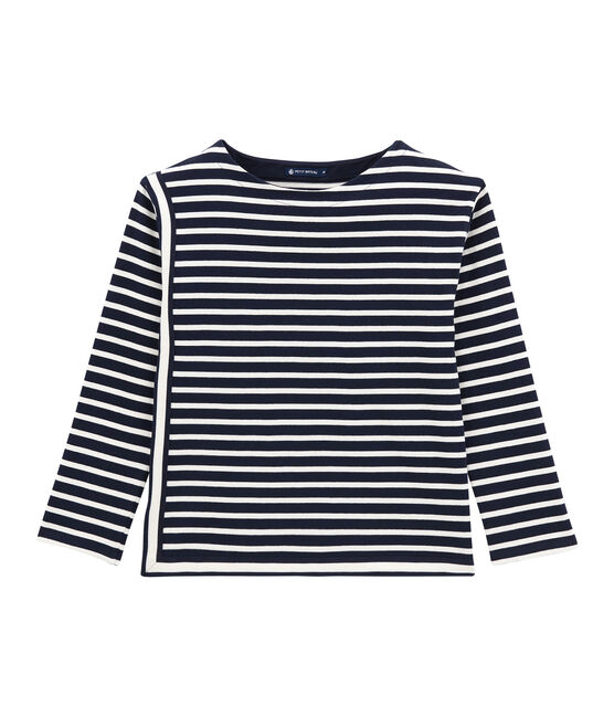 mariniere rigata in jersey pesante donna blu SMOKING/beige COQUILLE