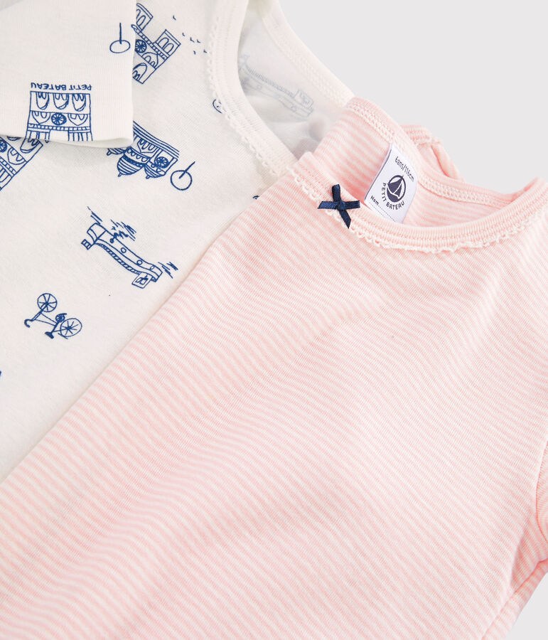 Confezione da 2 t-shirt manica corta fantasia Parigi da bambina multicolore