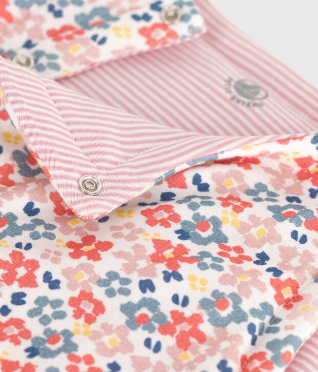 Cardigan senza maniche double face in cotone con stampa neonato bianco/rosa