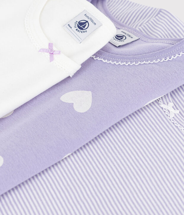 Set di T-ahirt a maniche corte in cotone con cuori stampati bambina multicolore