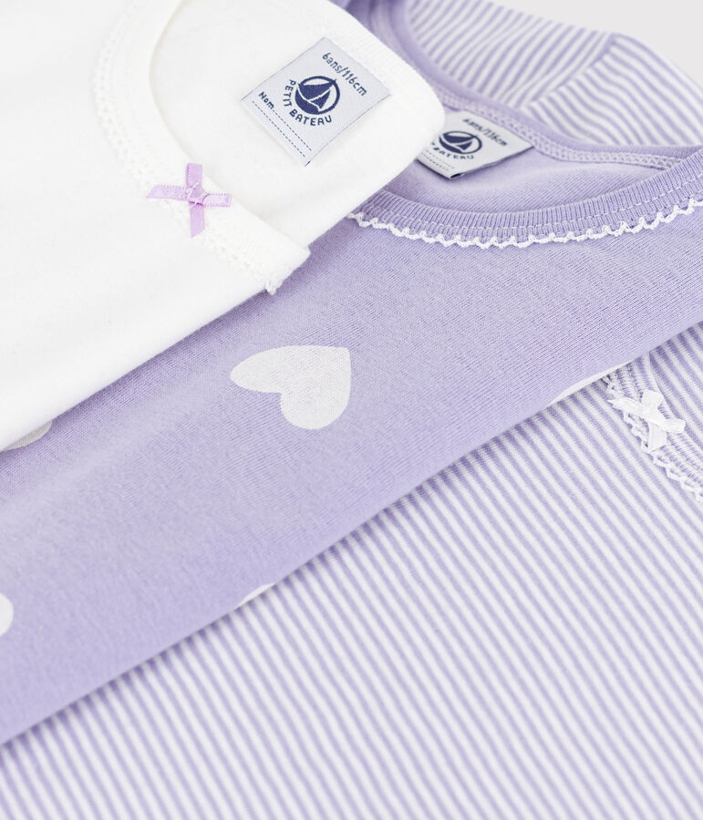 Set di T-ahirt a maniche corte in cotone con cuori stampati bambina multicolore