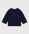 Cardigan bambina in maglia di lana e cotone blu SMOKING/bianco MULTICO
