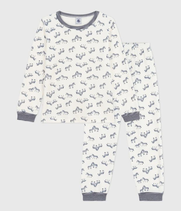 Pigiama in ciniglia con zebre stampate bambino blu/blu