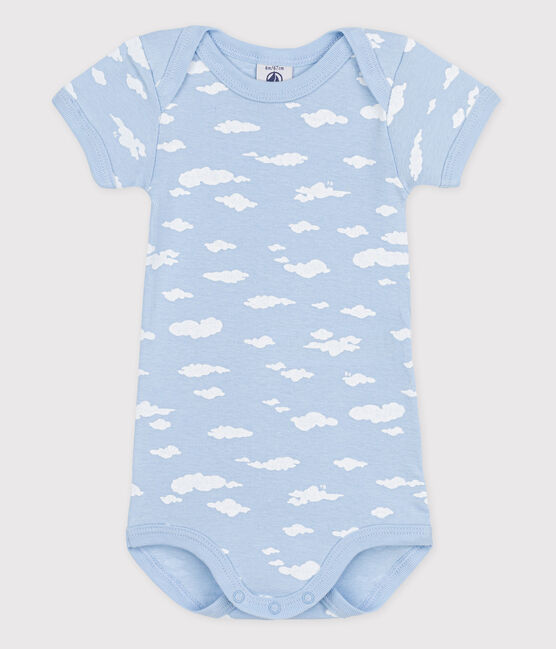 Body manica corta bebè blu JASMIN/bianco ECUME