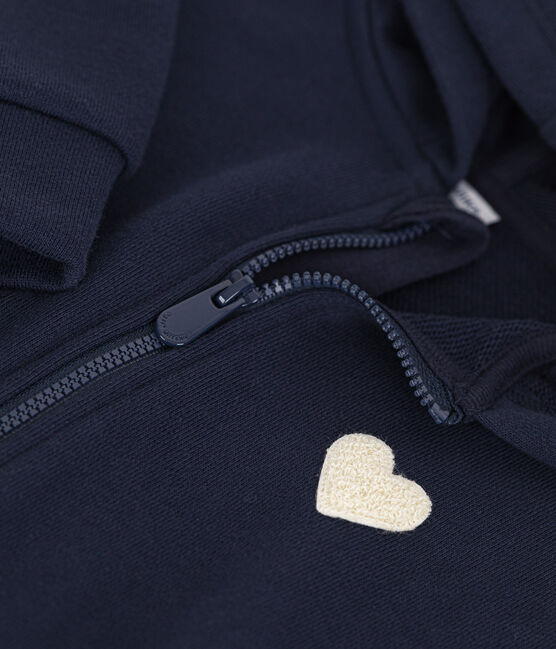 Maglia con cappuccio e cerniera in tessuto felpato bambina blu SMOKING