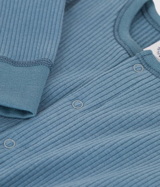 Tutina lunga bebè in maglia a costine blu ROVER
