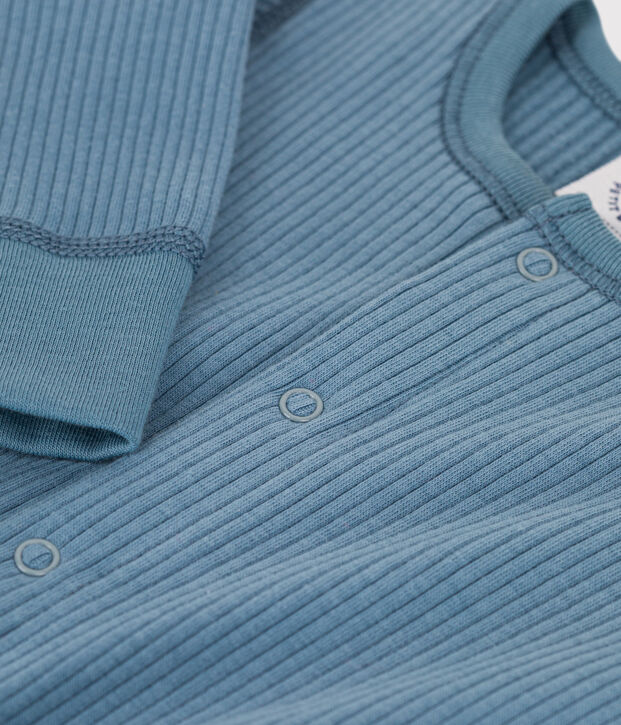 Tutina lunga beb&egrave; in maglia a costine blu