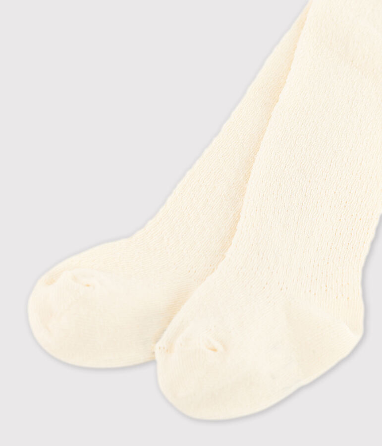 Collant traforati in jersey per neonati ecru