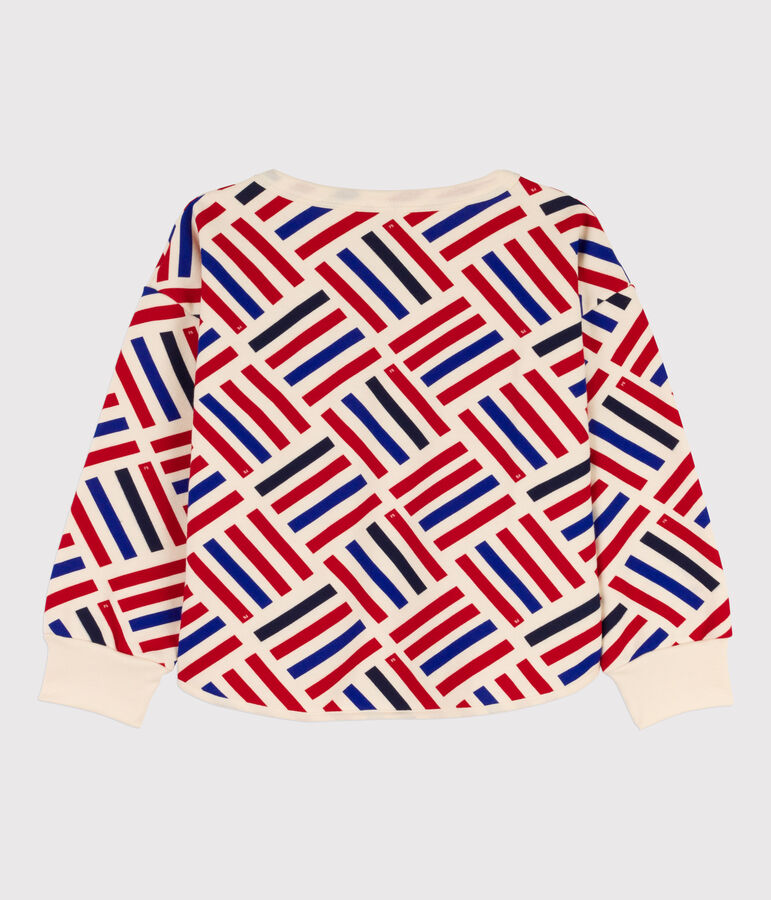 Felpa in molleton stampato bambina / bambino ecru/multicolore