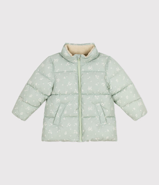 Piumino con cappuccio retraibile bambina verde HERBIER/bianco MULTICO