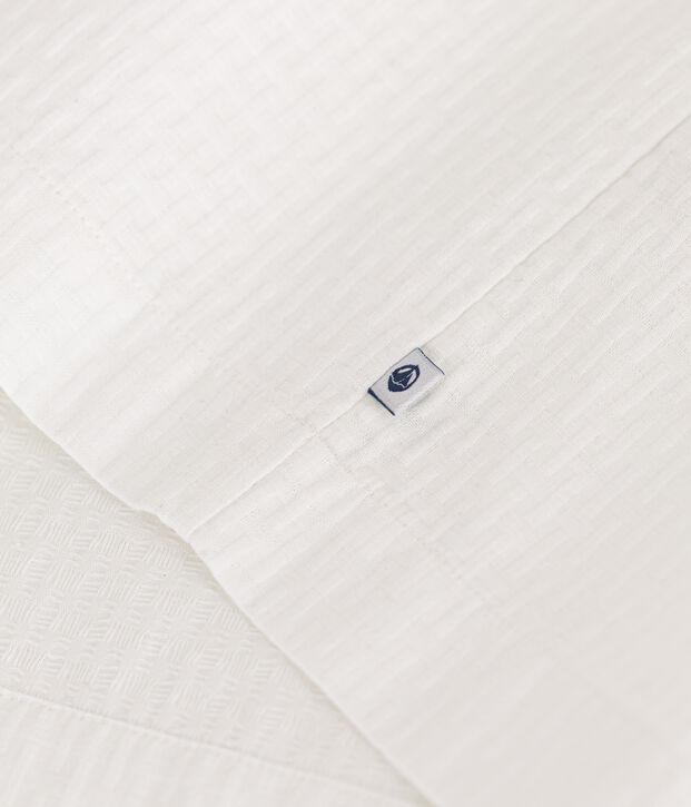 Abito bambina senza maniche in cotone lavorato bianco