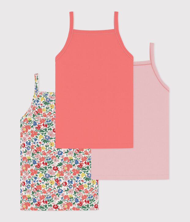 Set di canotte in cotone a fiori bambina multicolore