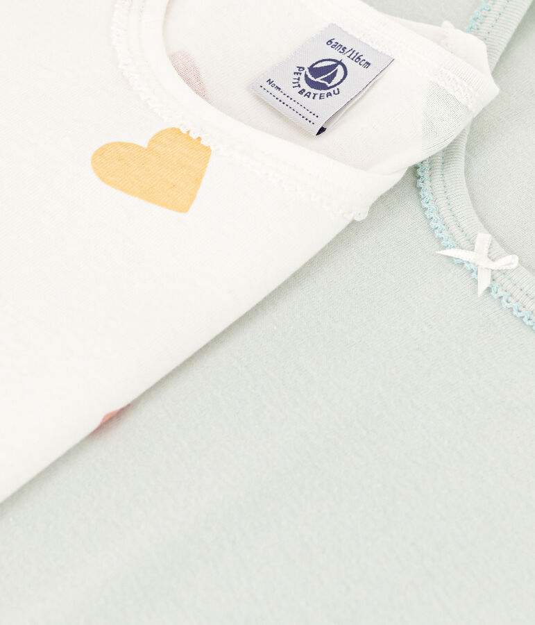 Confezione da 2 t-shirt a maniche corte bambina in cotone motivo cuore multicolore