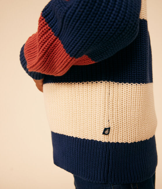 Pullover rigato in cotone bambino bianco AVALANCHE/ MULTICO