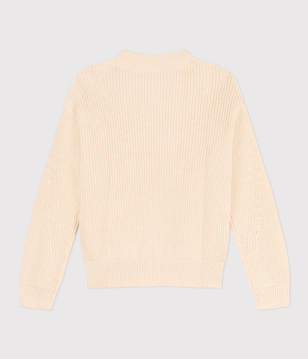 Maglione a costa inglese in cotone donna ecru