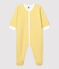 Tutina pigiama beb&egrave; millerighe giallo in cotone biologico giallo OCRE/bianco MARSHMALLOW