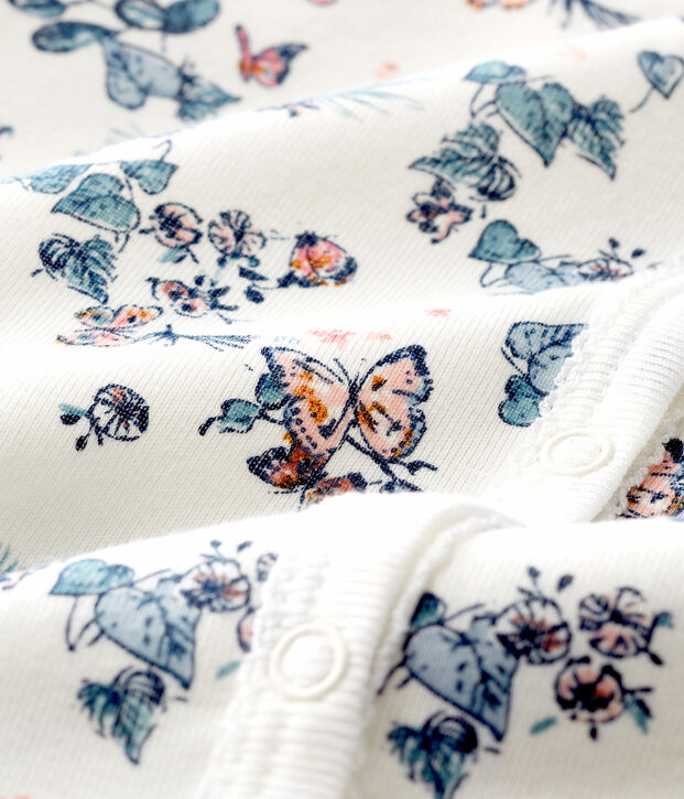 Tutina beb&egrave; femmina a costine bianco/multicolore