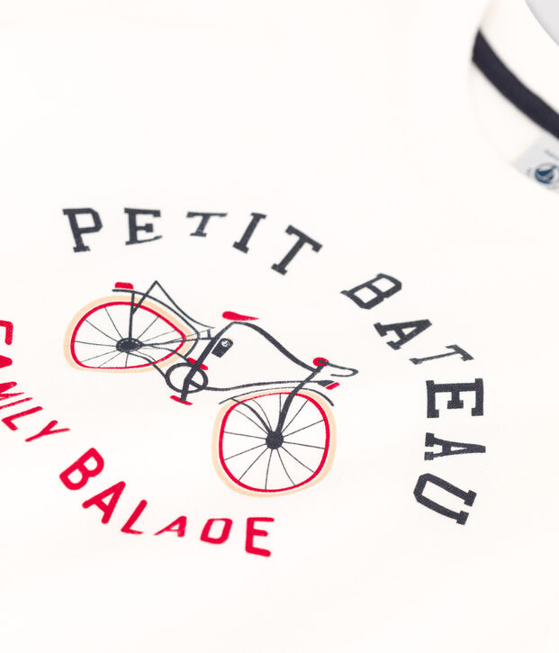 T-shirt bambino a maniche lunghe in cotone bianco