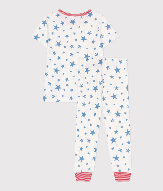 Pigiama in cotone con stelle stampate bambino bianco/blu