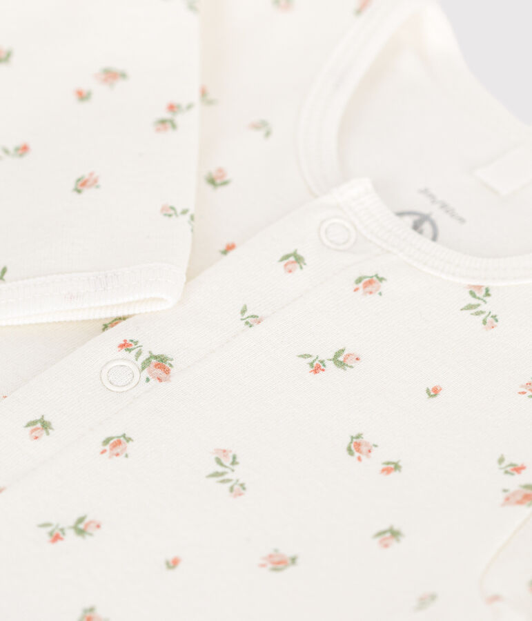 Bodyjama senza piedini in cotone neonato bianco/multicolore