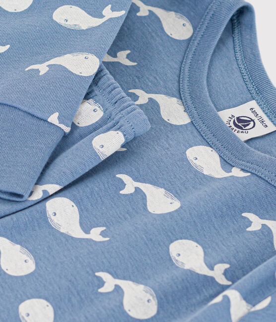 Pigiama in cotone fantasia balena bambino blu BEACH/ MARSHMALLOW
