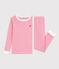 Pigiama con gamba molto aderente bambina in cotone a righe rosa PEONIA/ MARSHMALLOW