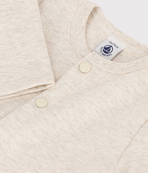 Cardigan a tinta unita in jersey spesso per neonati beige