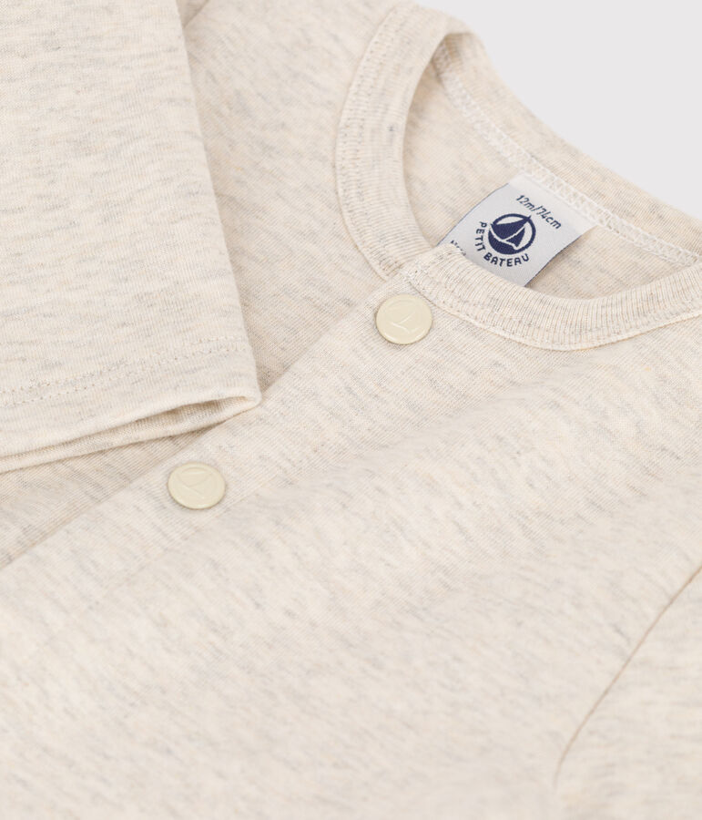 Cardigan a tinta unita in jersey spesso per neonati beige