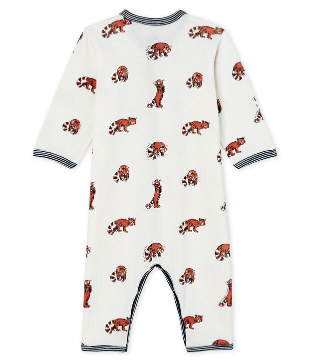 Tutina senza piedi beb&eacute; in ovatta di cotone bianco/multicolore