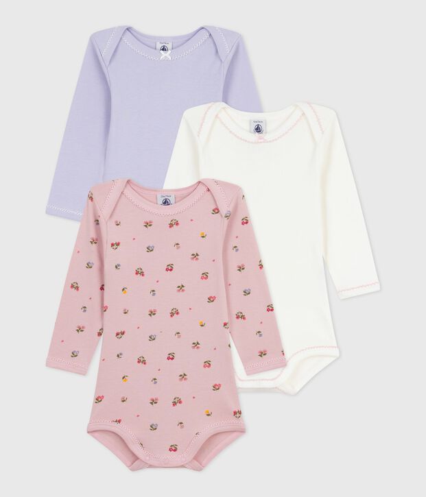 Set di body a maniche lunghe in cotone con stampa a fiori neonato multicolore