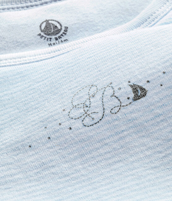 Sacco nanna nascita per bebé maschio millerighe blu FRAICHEUR/bianco ECUME