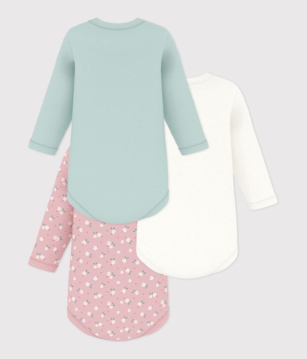 Set di body a maniche lunghe in cotone con stampa a fiori neonata multicolore