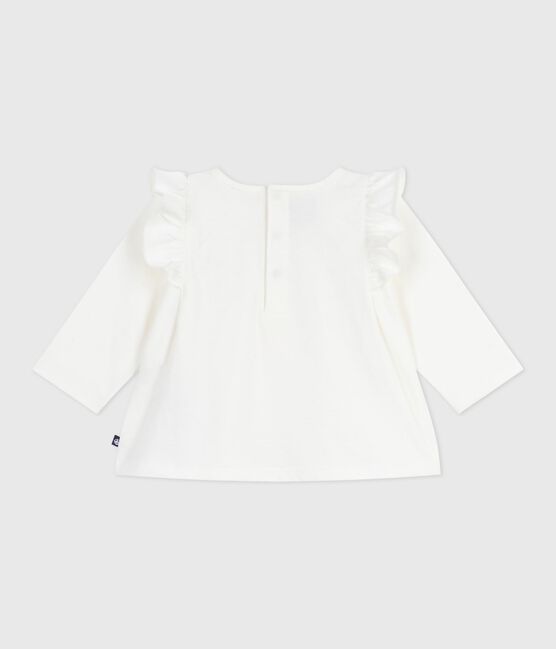 Blusa a maniche lunghe in cotone tinta unita neonato bianco MARSHMALLOW