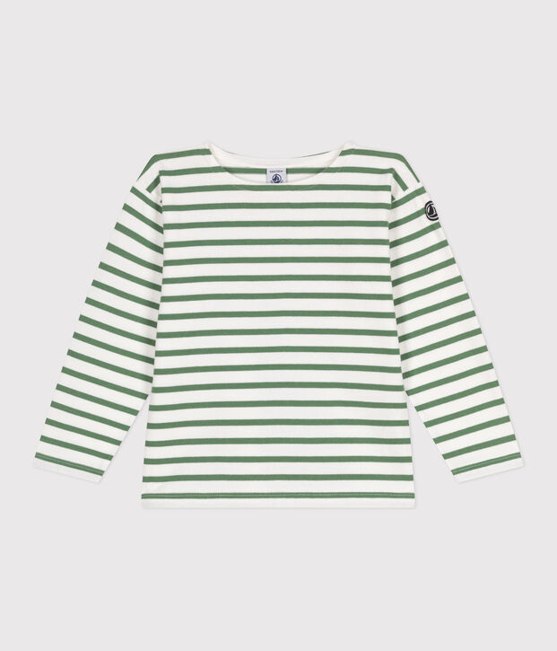 Maglia a righe a maniche lunghe in cotone unisex verde/verde