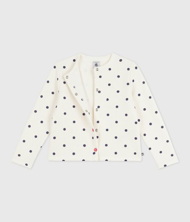 Cardigan in cotone con stampa a pois bambina blu/blu