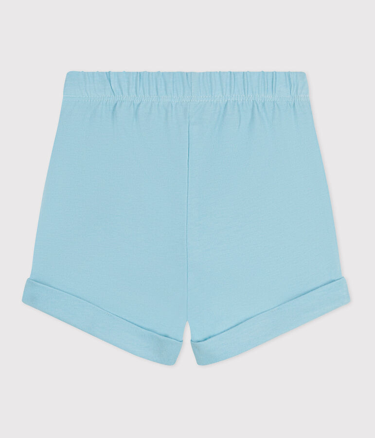 Shorts in cotone tinta unita neonato blu