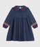 Abito a maniche lunghe in denim tinta unita bambina blu