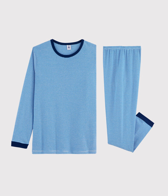 Pigiama millerighe unisex a costine blu RUISSEAU/bianco MARSHMALLOW